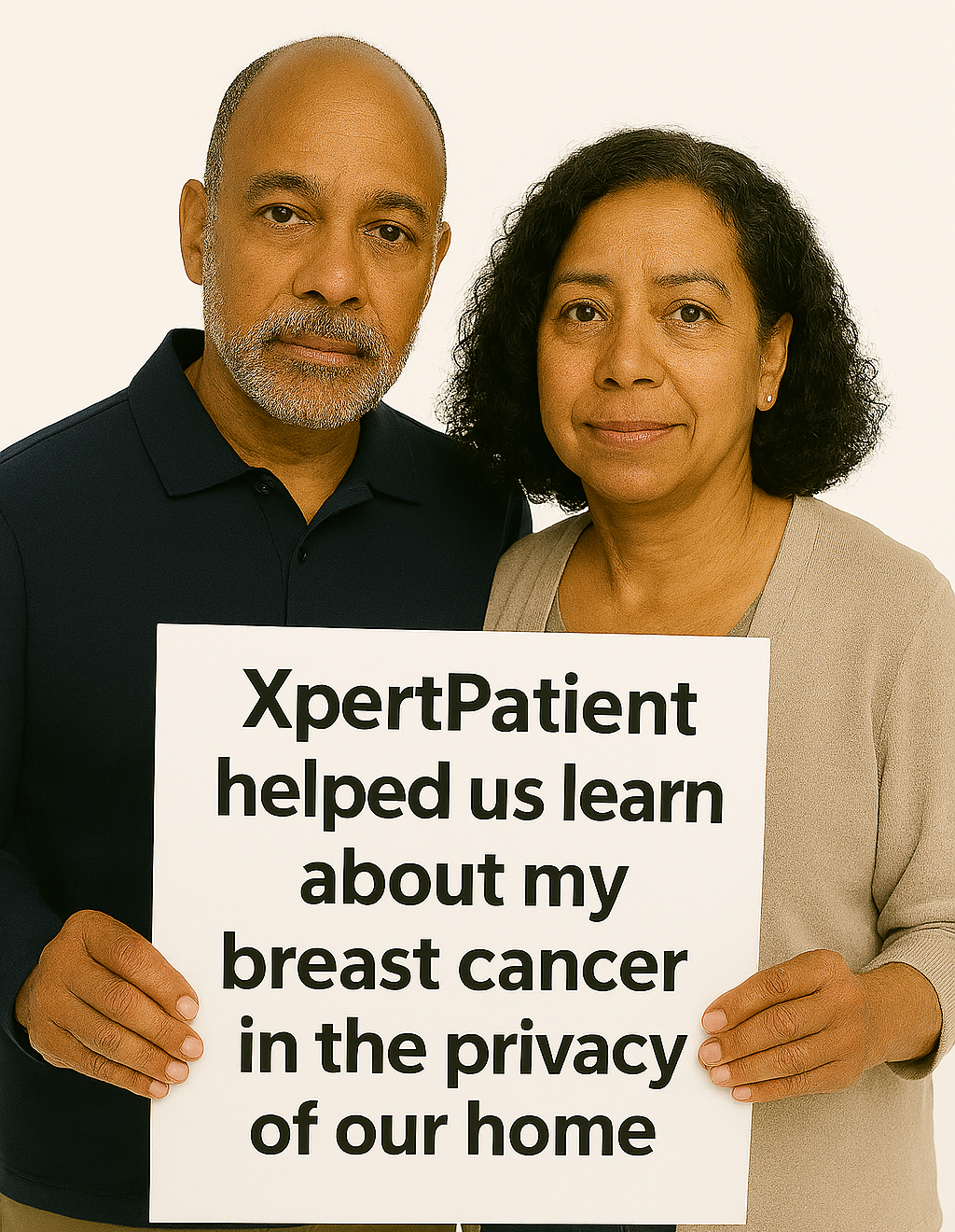 Cancer. is a Private Matter. Patient and Caregiver Working Together To Find Answers. Image of Husband and Wife.